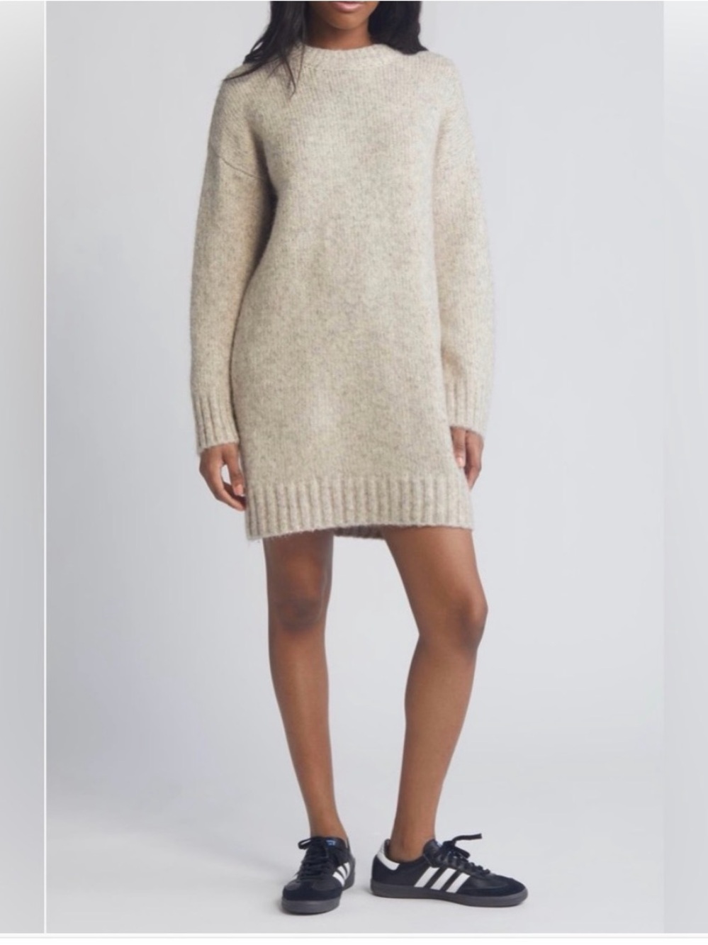 Topshop Cozy Oversized Cream Sweater Dress